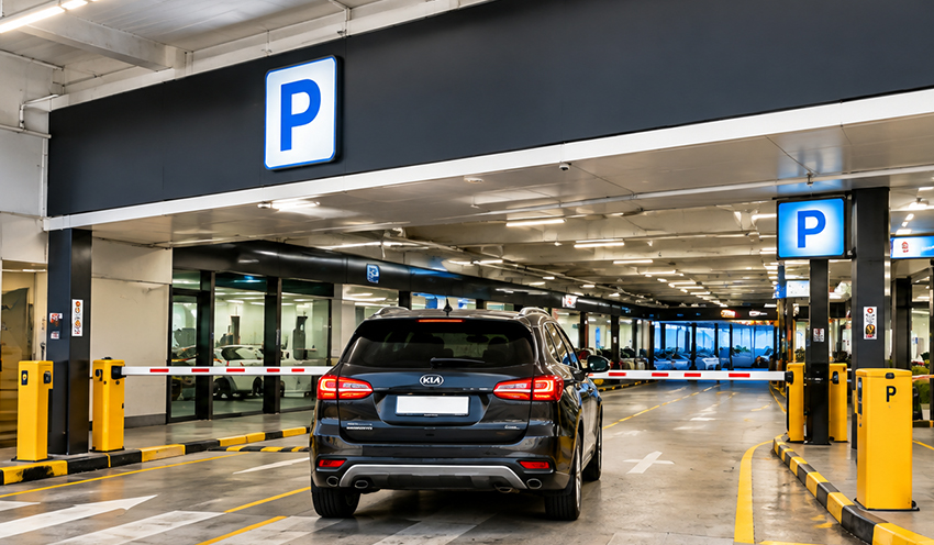 Vehicle entering the covered terminal car park